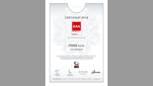 Prestižní ocenění společnosti BISNODE - AAA